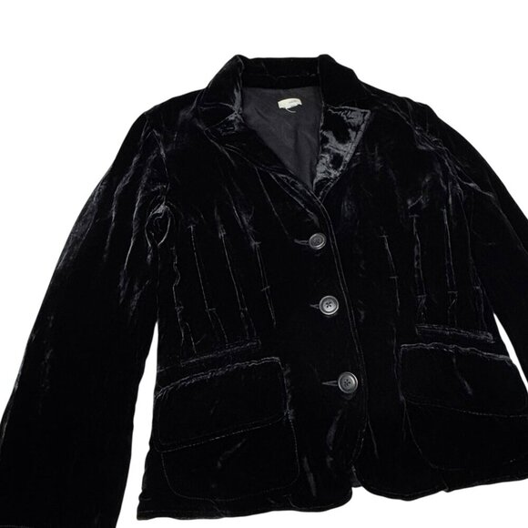 Anthropologie Odille Black Velvet Blazer SZ L Silk Gothic Victorian Vampire - Picture 4 of 14